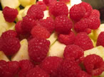 raspberries and sliced apples