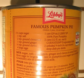 recipe on back on libby canned pumpkin