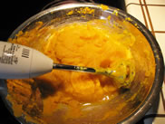 pumpkin puree with mixer