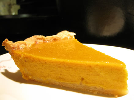 fresh pumpkin pie one slice