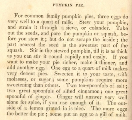 pumpkin pie recipe 1803