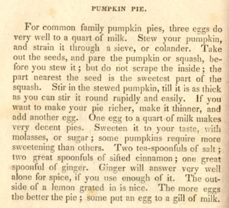 pumpkin pie recipe 1803